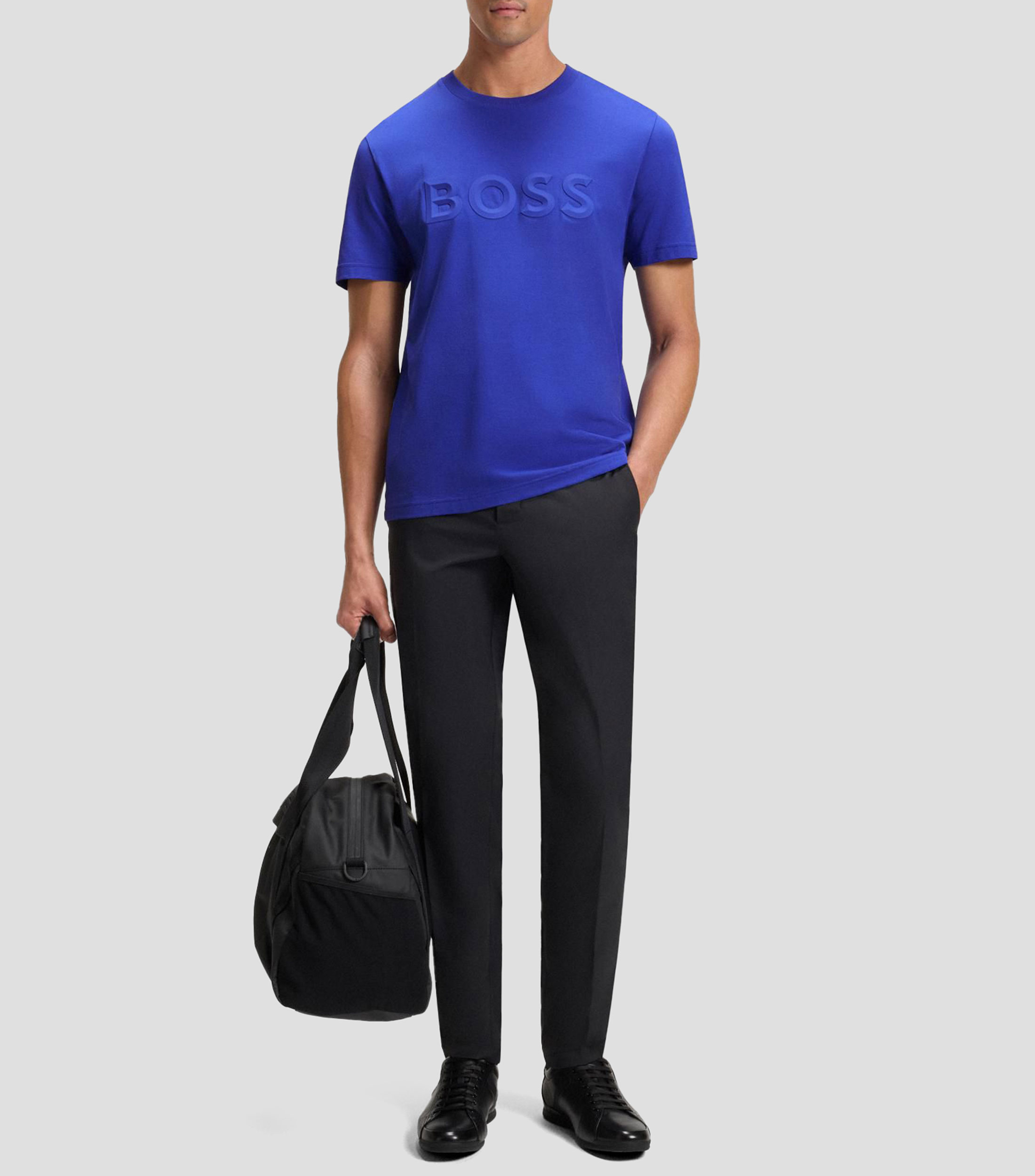 Playera de punto de algodón con logo en 3D Hombre